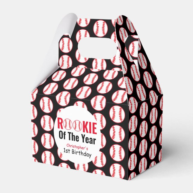 Rookie Baseball 1st Birthday Favour Box (Front Side)