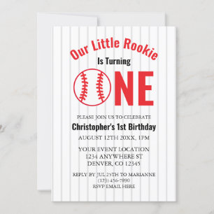 Rookie Baseball 1st Birthday Invitation
