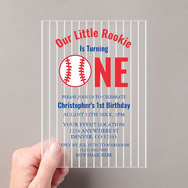 Rookie Baseball 1st Birthday Invitation (Insitu (Handheld))