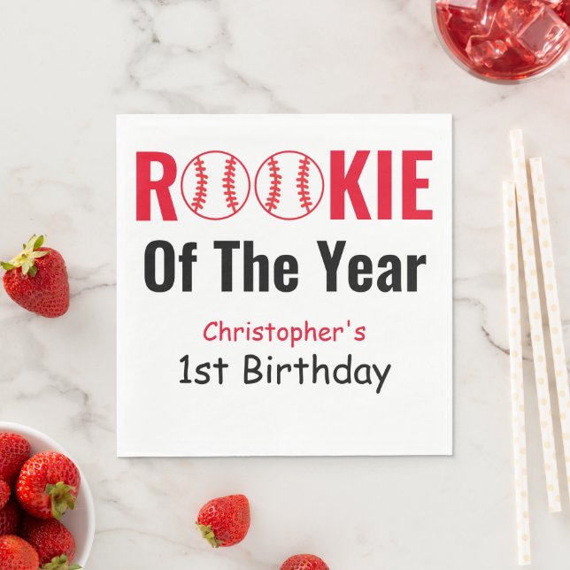 Rookie Baseball 1st Birthday Napkin (Insitu)