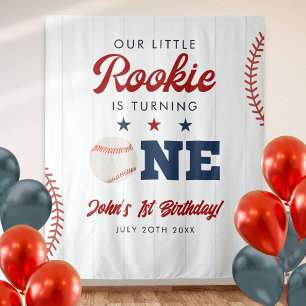 Rookie Baseball 1st Birthday Photo Backdrop Tapestry