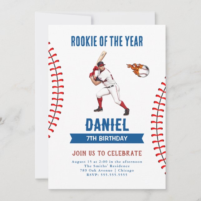 Rookie Baseball Birthday Party Invitation (Front)