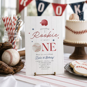 Rookie Baseball cap Boys 1st Birthday Invitation