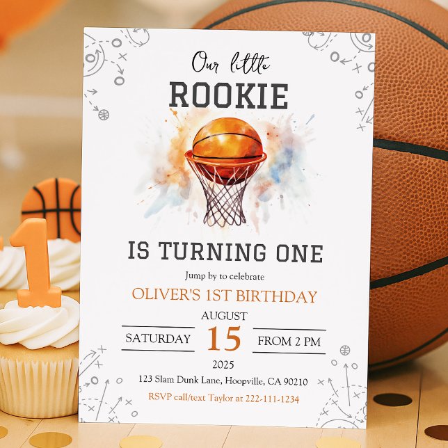 Rookie Basketball 1st Birthday Invitation (Creator Uploaded)