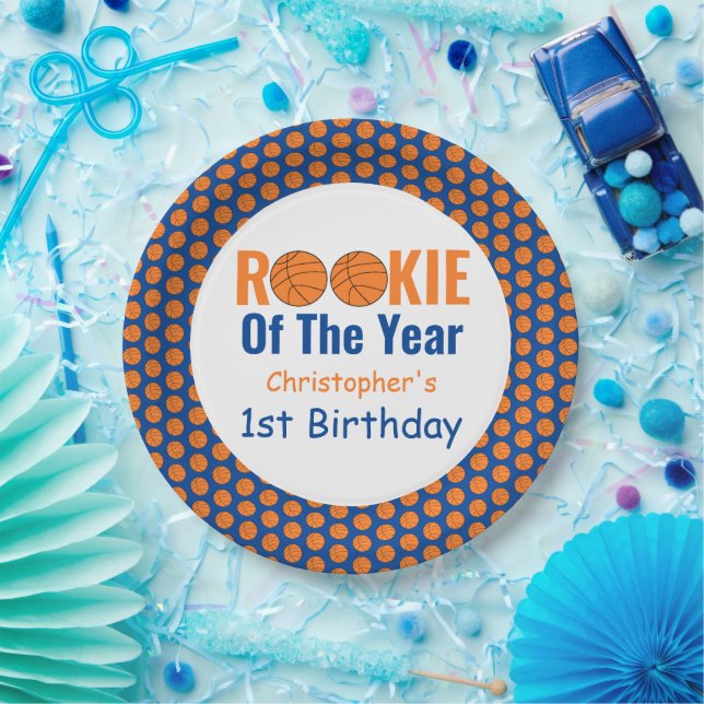 Rookie Basketball 1st Birthday Paper Plate (Party)