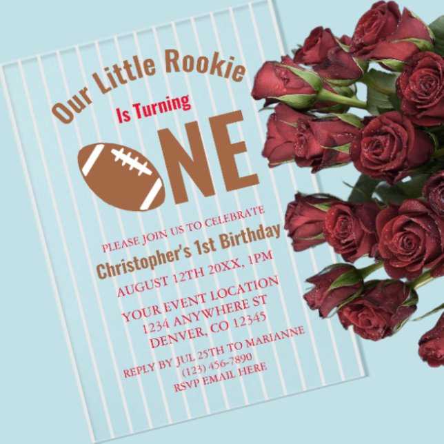 Rookie Football 1st Birthday Acrylic Invitations (Creator Uploaded)