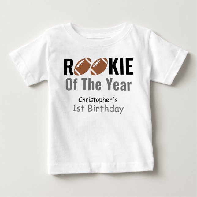 Rookie Football 1st Birthday Baby T-Shirt (Front)