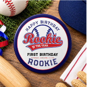 Rookie of the Year 1st birthday baseball 6 Cm Round Badge