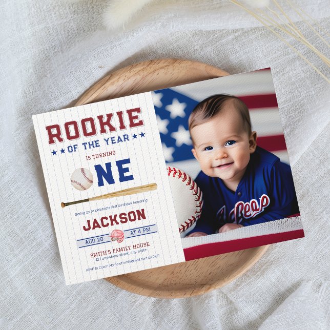 Rookie of the Year 1st Birthday Baseball Invitation (Creator Uploaded)