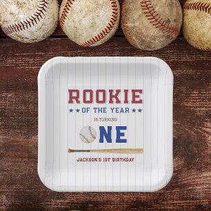 Rookie of the Year 1st Birthday Baseball Paper Plate