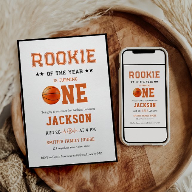 Rookie of the Year 1st Birthday Basketball Invitation (Creator Uploaded)