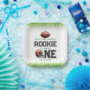 Rookie of the Year 1st Birthday Football Boy's Paper Plate