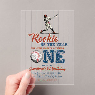 Rookie of the Year Baseball 1st Birthday Acrylic Invitations