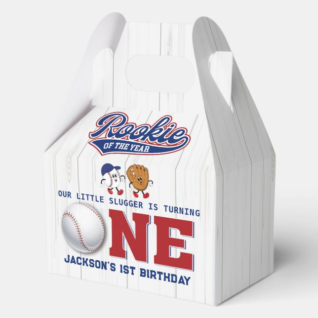 Rookie of the Year Baseball 1st Birthday Favour Box (Front)