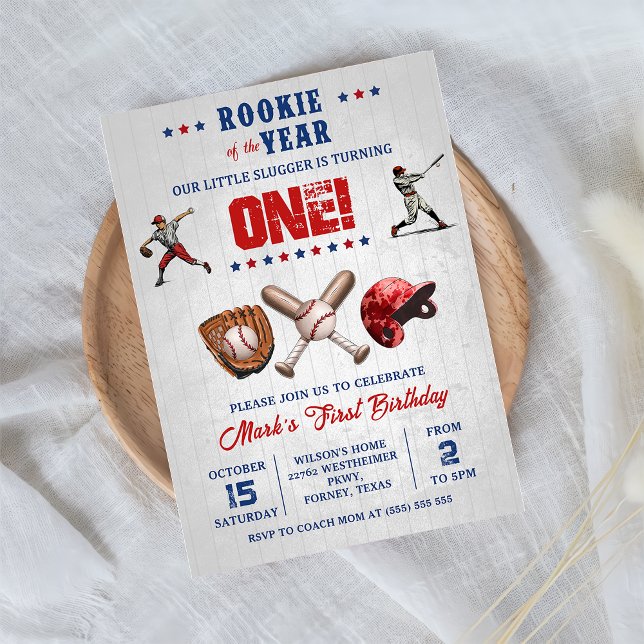 Rookie of the Year Baseball 1st Birthday Invitation (Creator Uploaded)