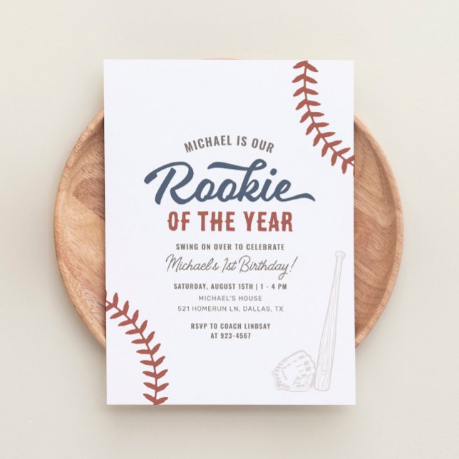 Rookie of the Year Baseball 1st Birthday Invitation (Creator Uploaded)