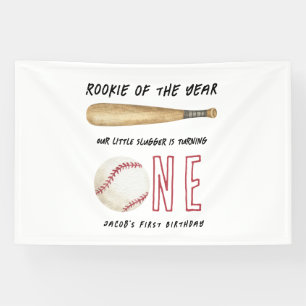 Rookie of the Year Baseball 1st Birthday Party Banner