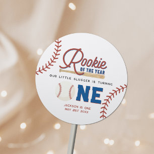 Rookie of the Year Baseball 1st Birthday Party Classic Round Sticker