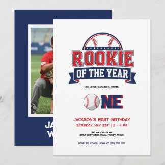 Rookie of the Year Baseball 1st Birthday Party Invitation