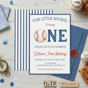 Rookie of the Year Baseball 1st Birthday Party Invitation