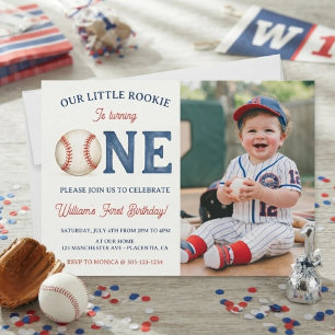 Rookie of the Year Baseball 1st Birthday Party Invitation
