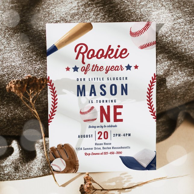 Rookie Of The Year Baseball 1st Birthday Party Invitation (Creator Uploaded)