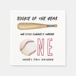 Rookie of the Year Baseball 1st Birthday Party Napkin