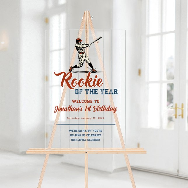 Rookie of the Year Baseball 1st Birthday Welcome Acrylic Sign (Rookie-of-the-Year-Baseball-1st-Birthday-Welcome-Acrylic-Sign)