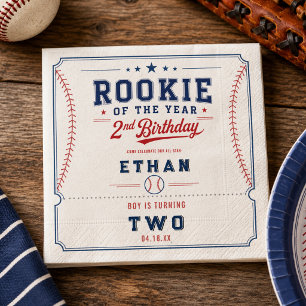 Rookie of the Year Baseball 2nd Birthday Party Napkin