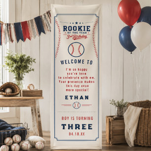 Rookie of the Year Baseball 3rd Birthday Party Banner