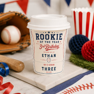 Rookie of the Year Baseball 3rd Birthday Party Paper Cups