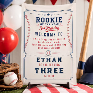 Rookie of the Year Baseball 3rd Birthday ticket Banner