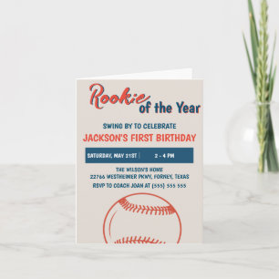 Rookie of the Year Baseball Birthday Party Invitation