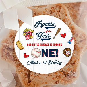 Rookie of the Year Baseball Birthday Sticker