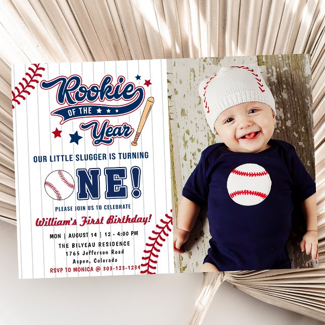 Rookie of the Year Baseball First 1st Birthday Invitation (Creator Uploaded)