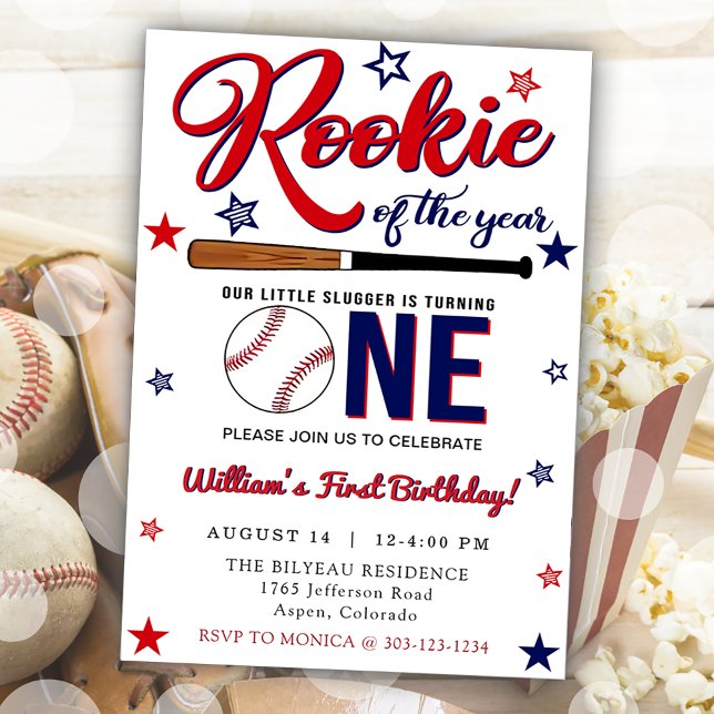 Rookie of the Year Baseball First 1st Birthday Invitation (Creator Uploaded)