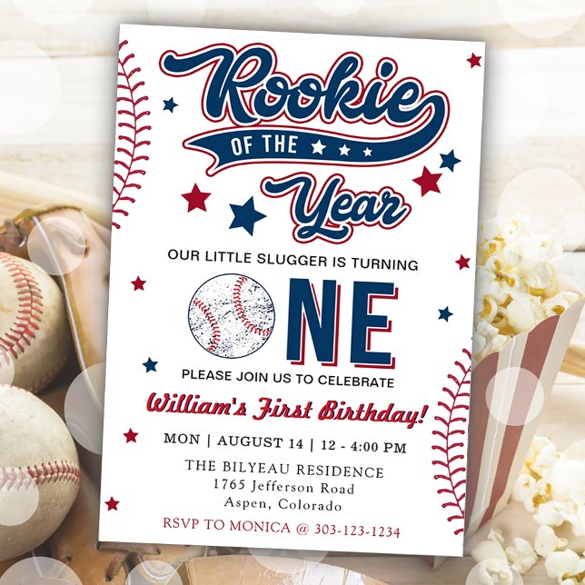 Rookie of the Year Baseball First 1st Birthday Invitation (Creator Uploaded)