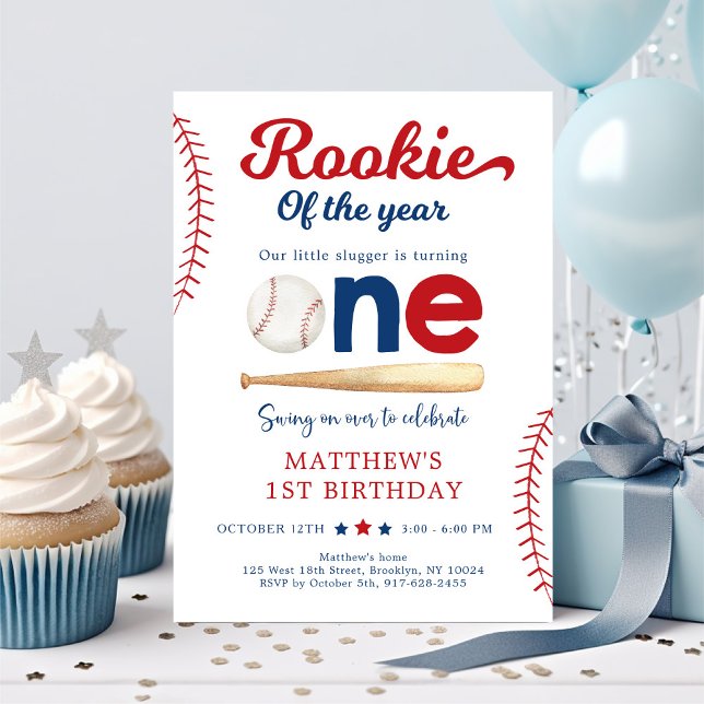 Rookie of the Year Baseball First Birthday Invitation (Creator Uploaded)