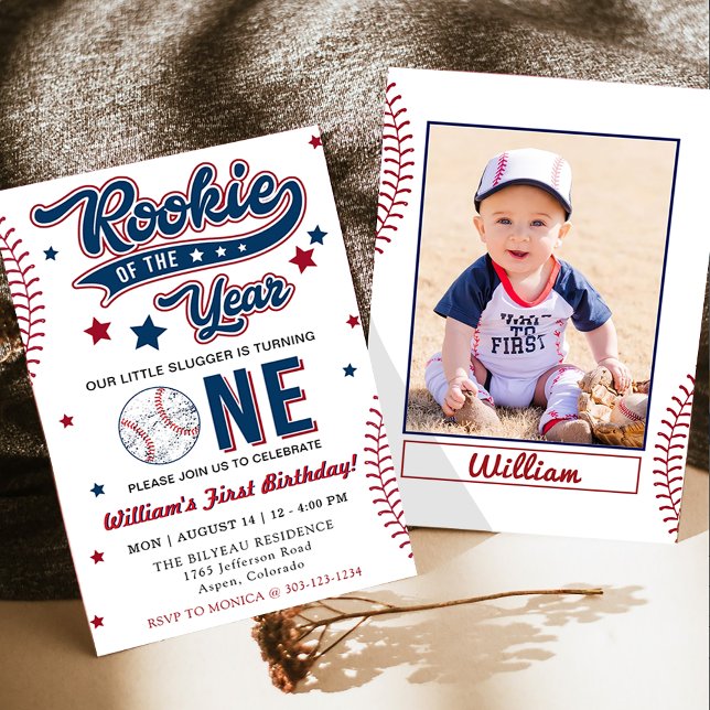 Rookie of the Year Baseball First Birthday Party Invitation (Creator Uploaded)