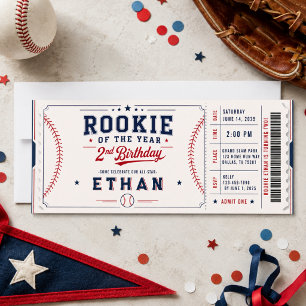 Rookie of the Year Baseball Photo 2nd Birthday Invitation