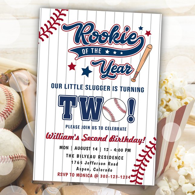 Rookie of the Year Baseball Second 2nd Birthday Invitation (Creator Uploaded)