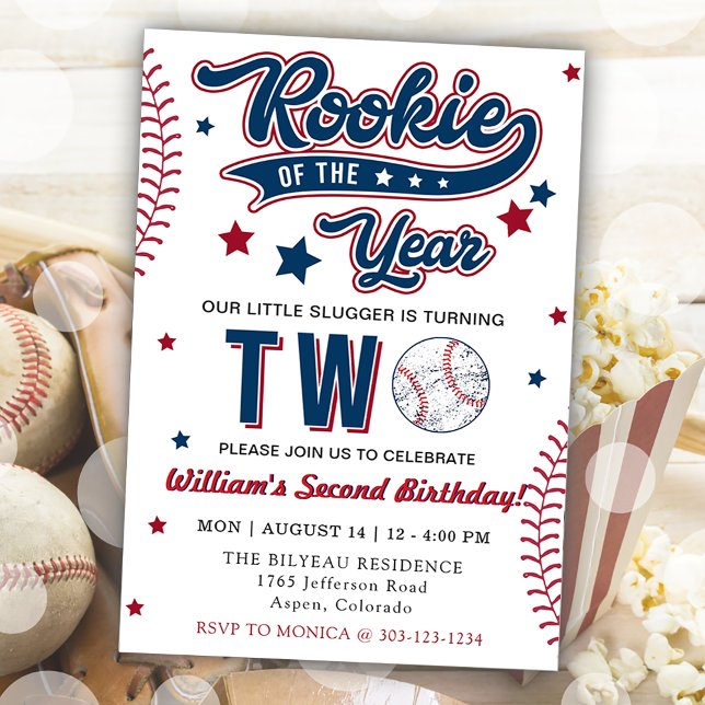 Rookie of the Year Baseball Second 2nd Birthday Invitation (Creator Uploaded)