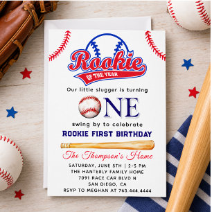 Rookie of the Year baseball-themed 1st birthday Invitation