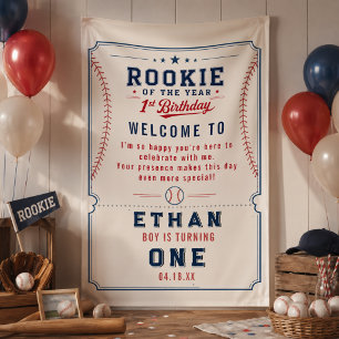 Rookie of the Year Baseball Ticket 1st Birthday Banner