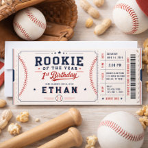 Rookie of the Year Baseball Ticket 1st Birthday