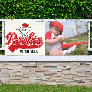Rookie Of The Year Baseball Vinyl Birthday Banner