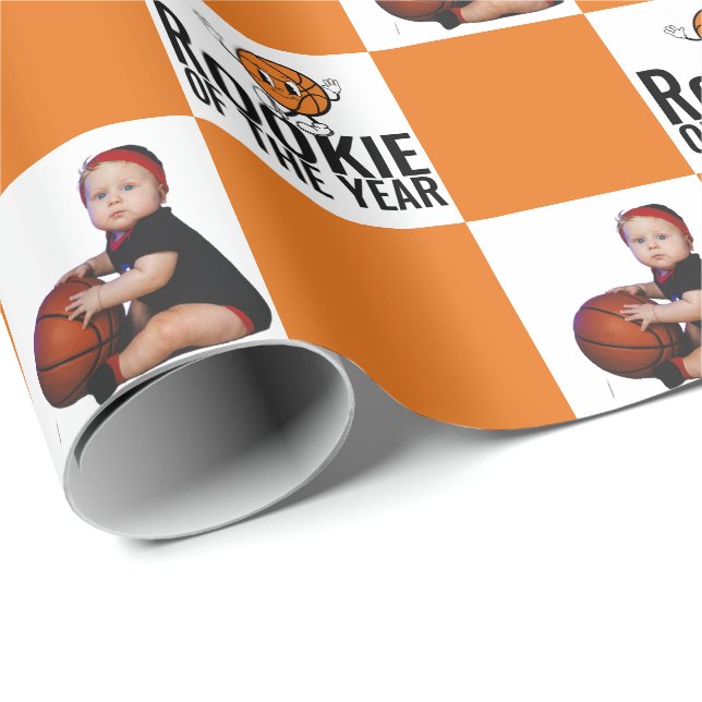 Rookie Of The Year Basketball Birthday Customised Wrapping Paper (Roll Corner)