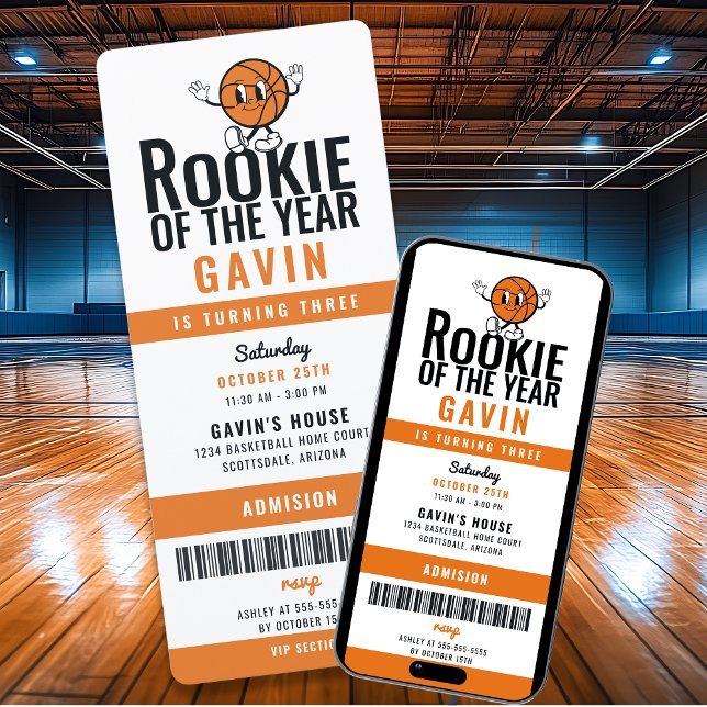 Rookie Of The Year Basketball Customised Birthday Invitation (Creator Uploaded)