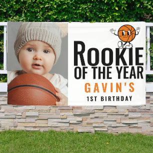 Rookie Of The Year Basketball Vinyl Birthday Banner