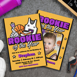 Rookie of the Year - Boy First Birthday Basketball Invitation